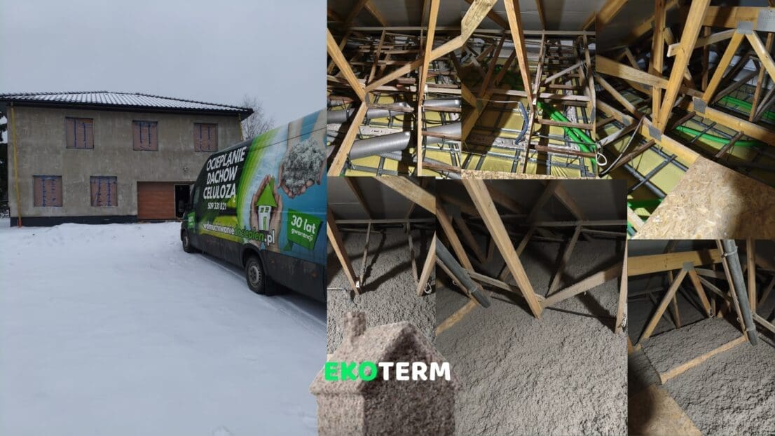 Ocieplenie dachu domu celulozą w Bydgoszczy – 50 cm – luty 2026